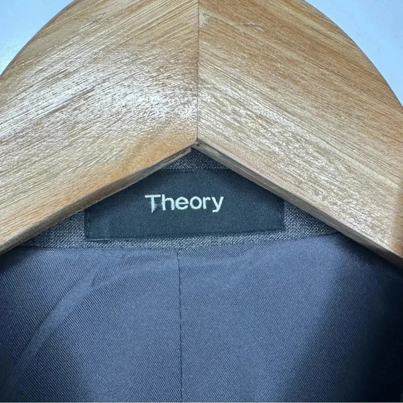 Theory Grey Linworth Virgin Wool Two Button Blazer Size 4 - Picture 5 of 9